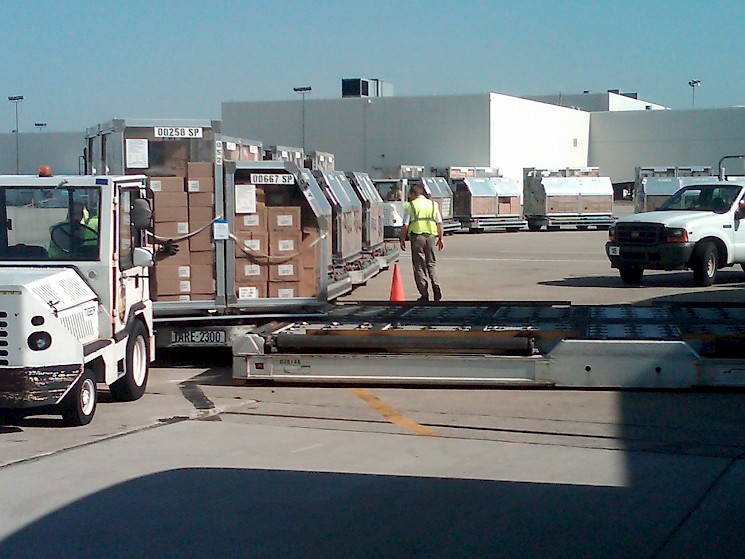 Cargo containers specially designed for SNS products in the stockpile’s early years are still in use today. The shape allows for better configuration for air cargo transport. (Source: Strategic National Stockpile, date unknown)
