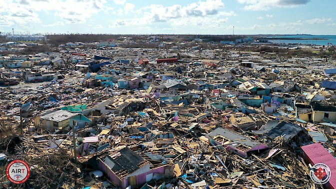 Photo from Hurricane Dorian, Marsh Harbor. Source: Courtesy AIRT (parent to DRONERESPONDERS, 2020).
