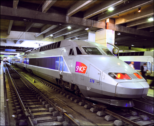 High-speed train in station