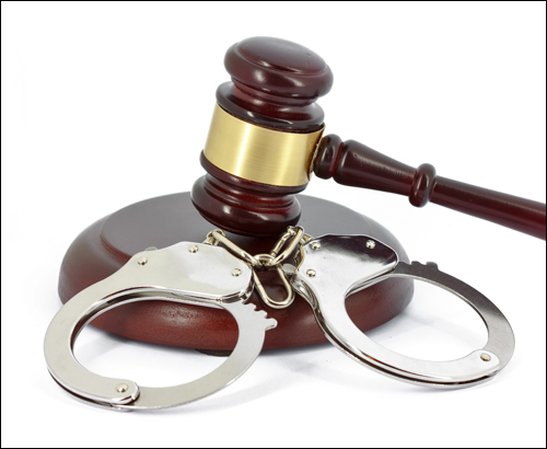 Handcuffs and gavel