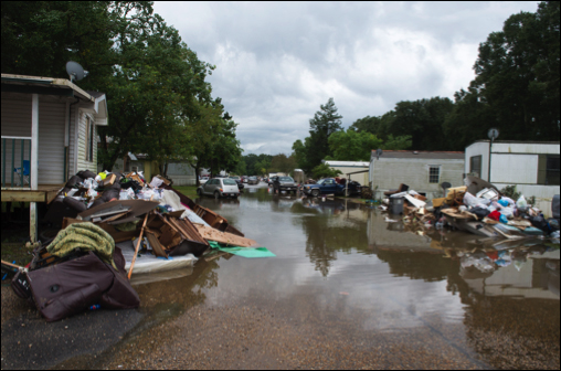 August 21, 2016 - Piles of debris line the side of the roads in flood affected areas one week after the 2016 severe flooding in Baton Rouge, La.