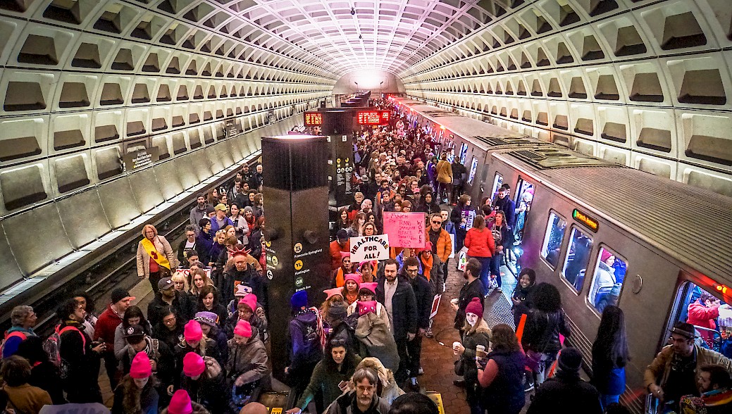 Washington, D.C., Metro station during Women’s March (Source: Ted Eytan, 21 January 2017).