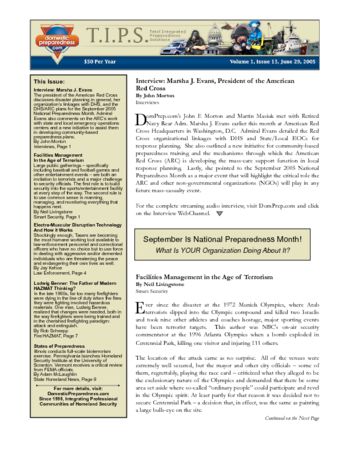 T.I.P.S. (Total Integrated Preparedness Solutions) Volume I, Issue 13 | DomPrep Journal