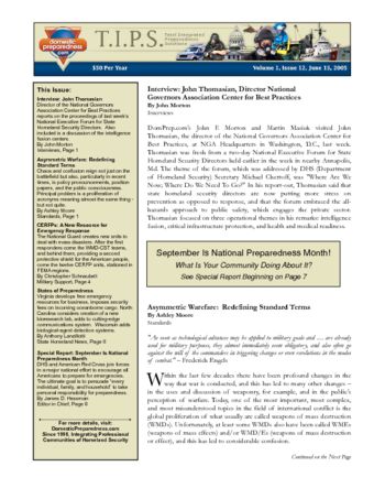 T.I.P.S. (Total Integrated Preparedness Solutions) Volume I, Issue 12 | DomPrep Journal