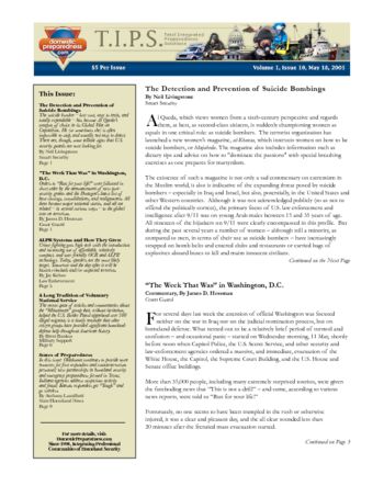 T.I.P.S. (Total Integrated Preparedness Solutions) Volume I, Issue 10 | DomPrep Journal