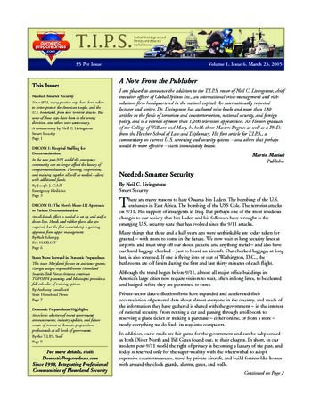 T.I.P.S. (Total Integrated Preparedness Solutions) Volume I, Issue 6 | DomPrep Journal