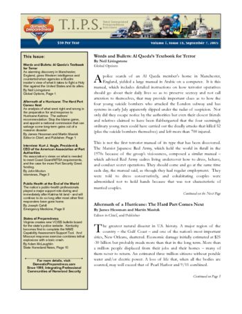 T.I.P.S. (Total Integrated Preparedness Solutions) Volume I, Issue 18 | DomPrep Journal